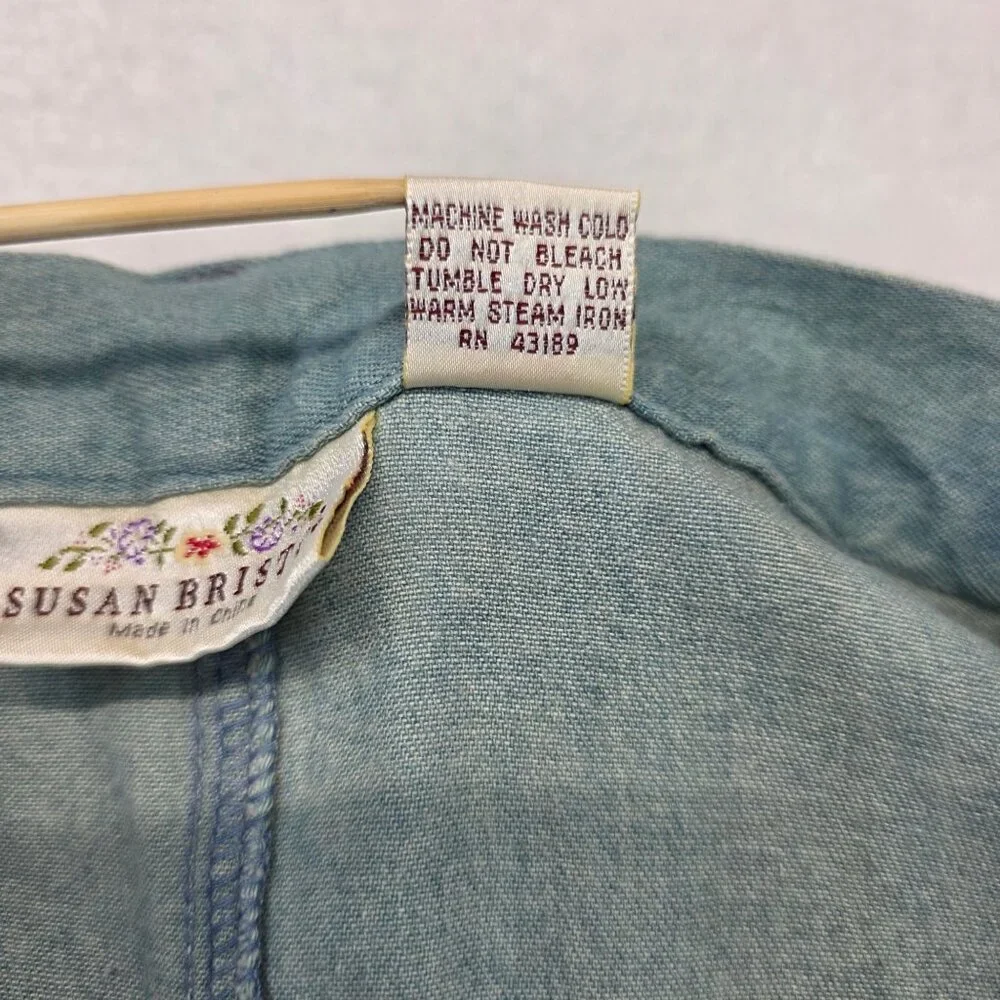 Vintage Susan Bristol Denim Maxi Skirt 14 Blue Deadstock Western 90s Grunge